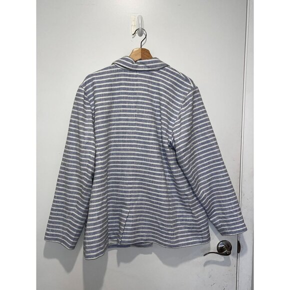 J.Jill Blue & White Striped Double-Breasted Lined Women's Blazer Jacket Size 2X - Picture 3 of 7